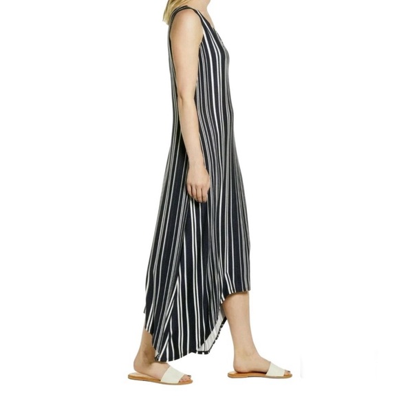 TOMMY BAHAMA ANOCHE SLEEVELESS STRIPE SHIFT HI-LOW MAXI DRESS STRIPED SIZE S - Picture 2 of 10